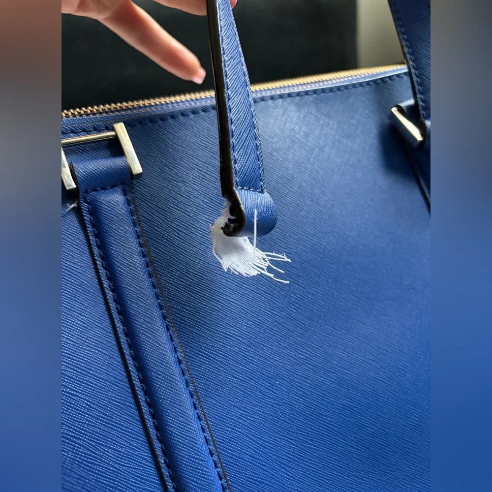 Kate Spade FLAWED Blue Saffiano Leather Newbury Lane Loden Large Bag